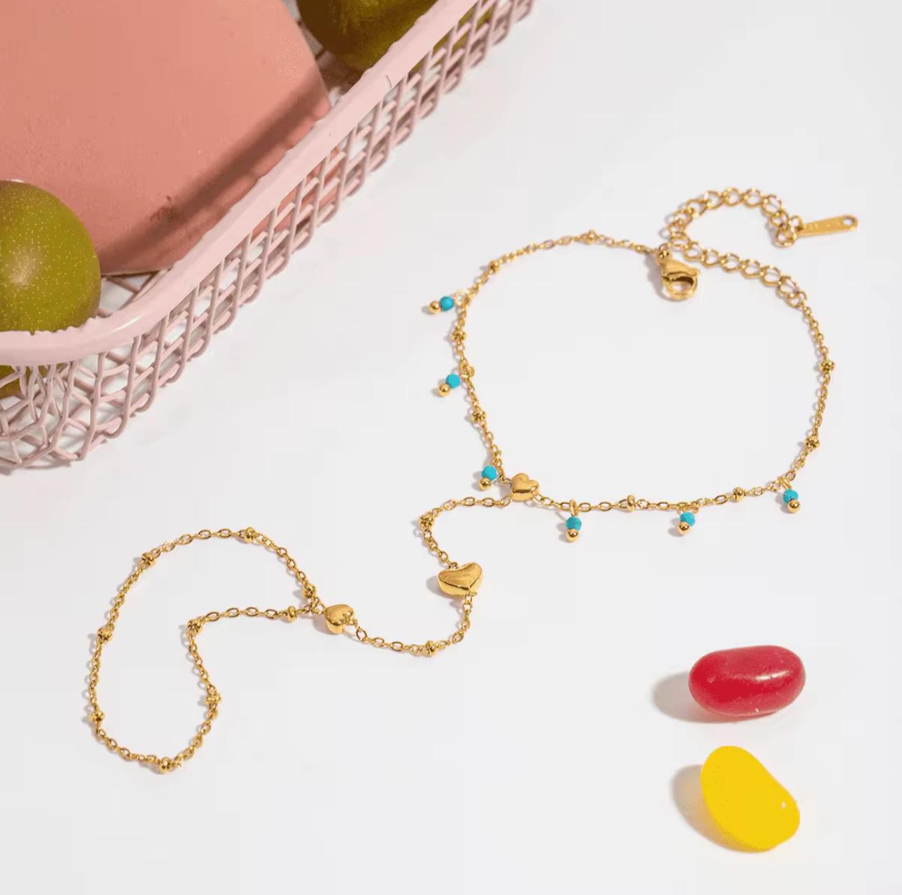 Serene Turquoise Heart Hand Chain Bracelet