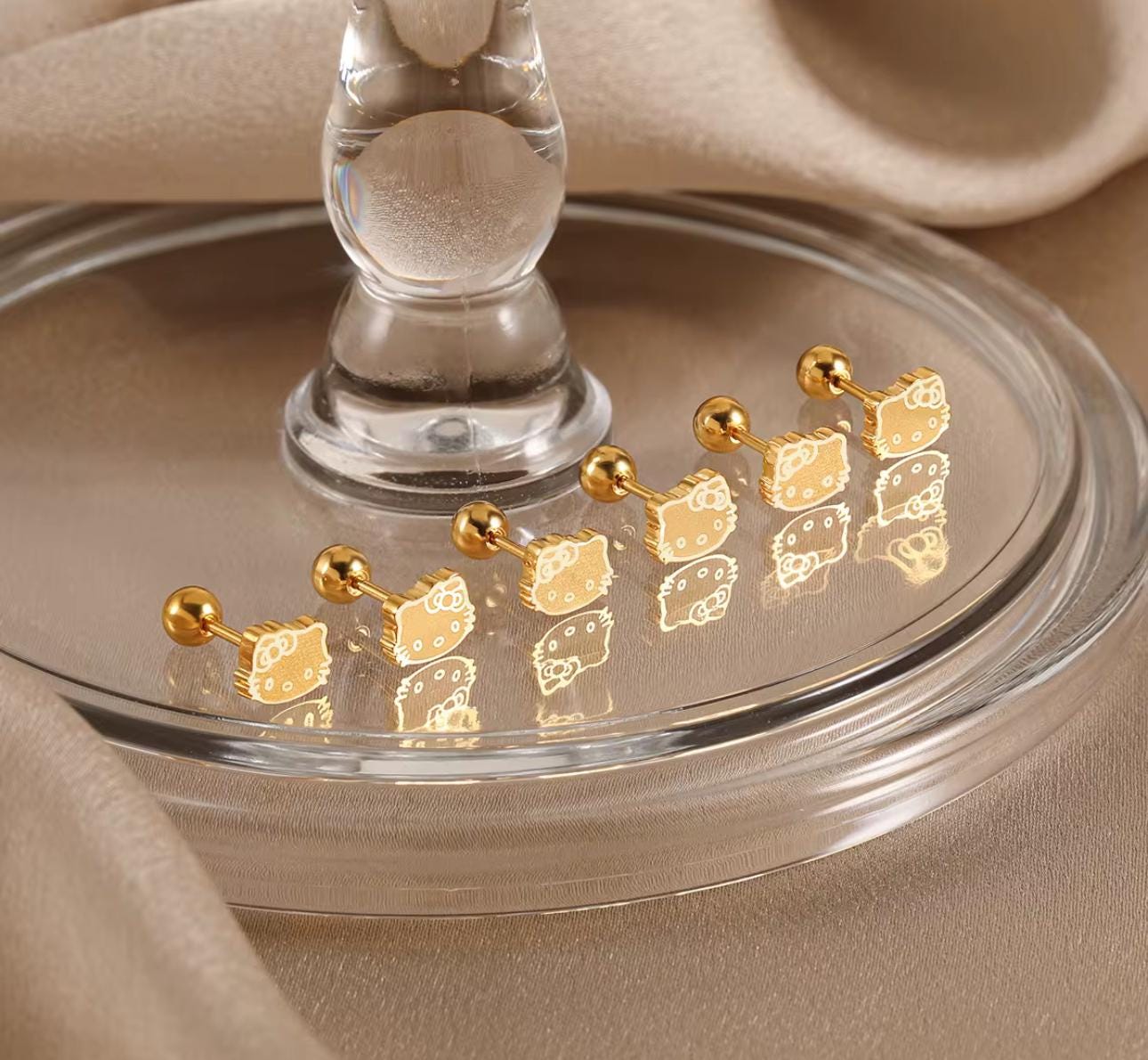 Hello Kitty Gold Studs