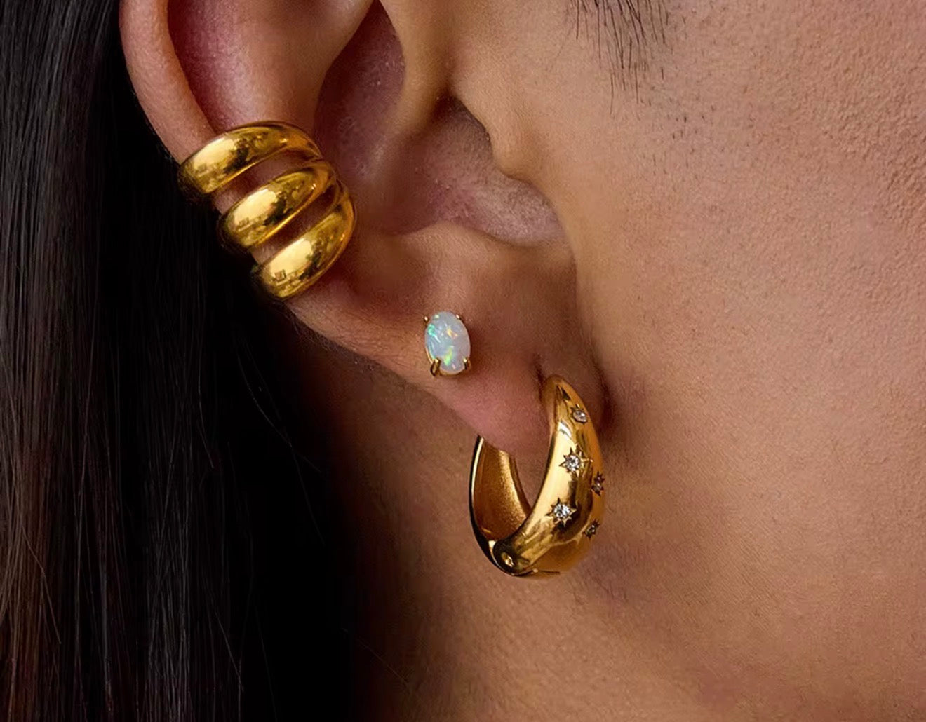 Celestial Glow Huggie Earrings