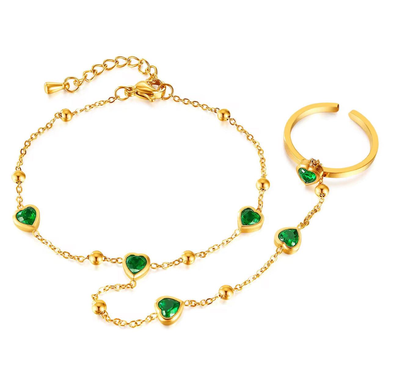 Emerald Heart Hand Chain