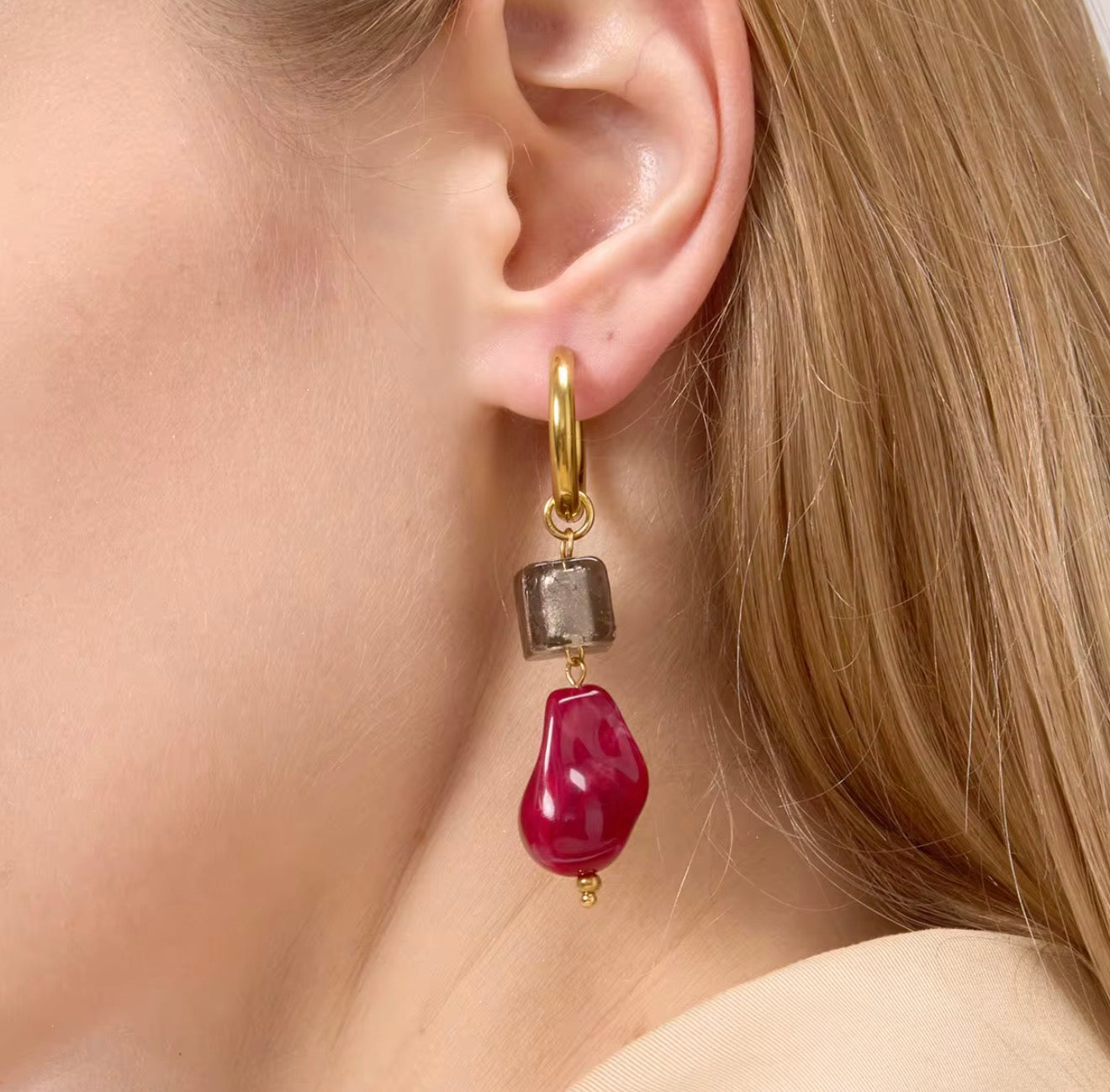 Crimson Noir Drop Earrings