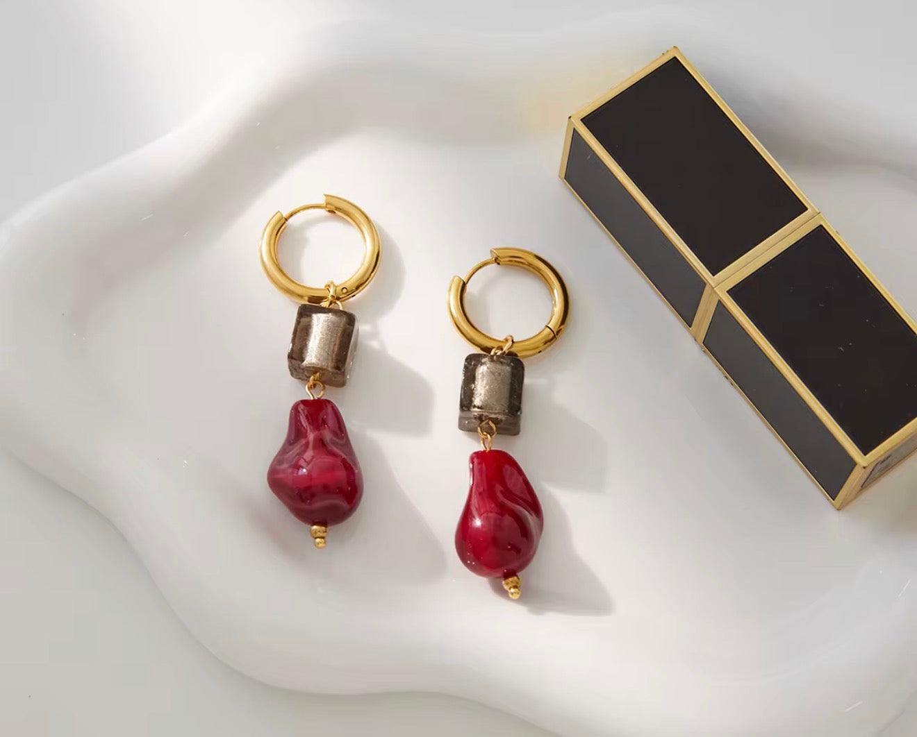 Crimson Noir Drop Earrings