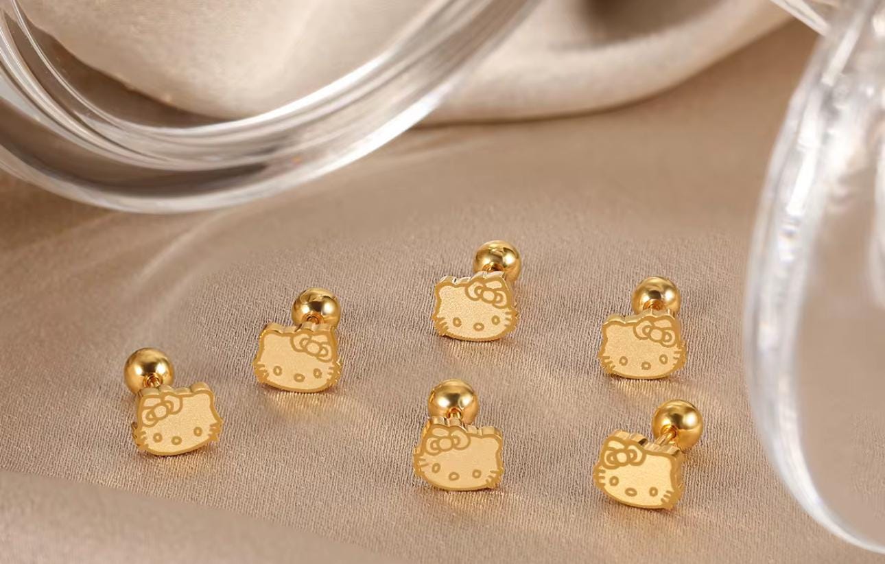 Hello Kitty Gold Studs