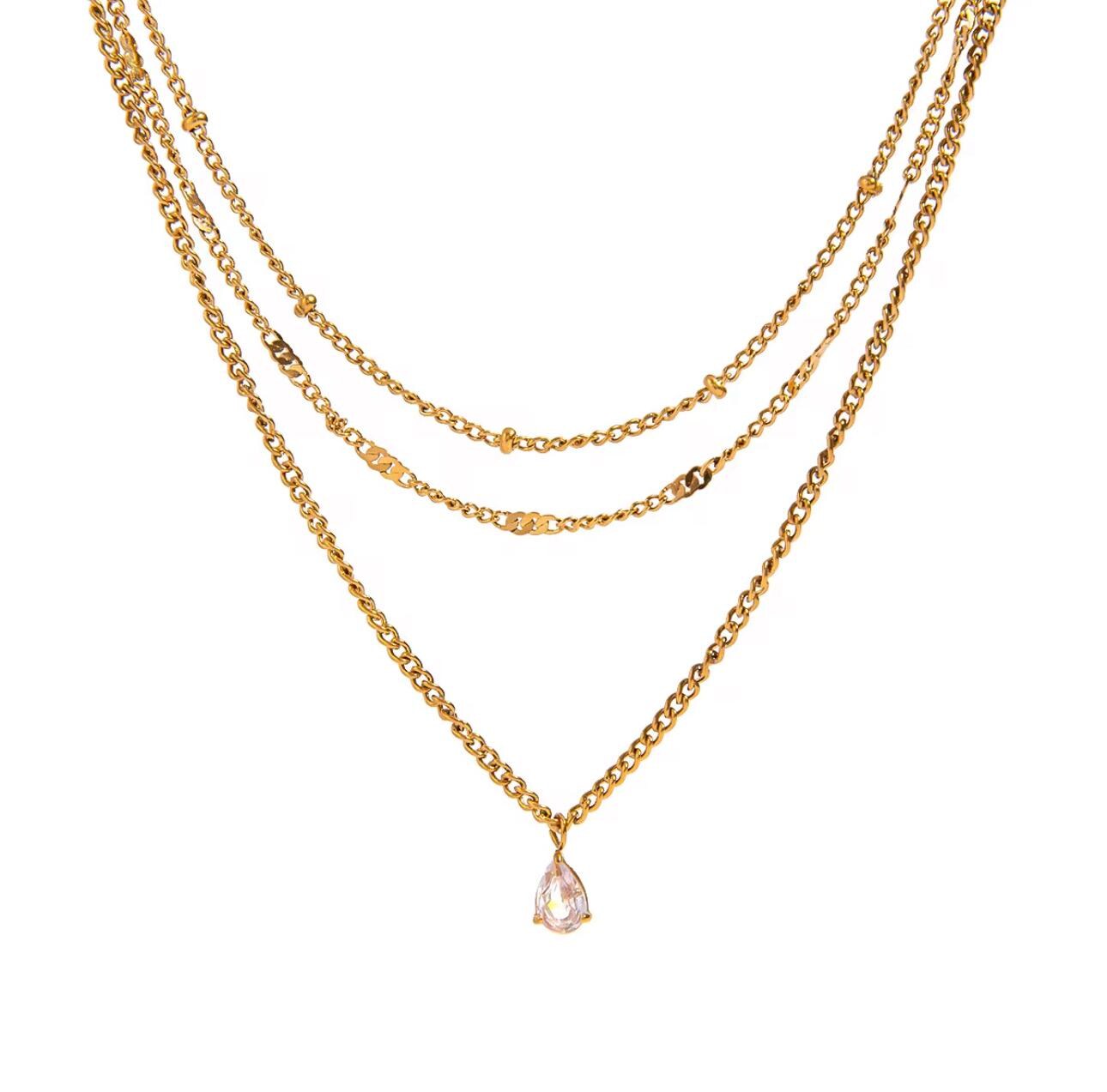 Teardrop Glow Zircon Necklace