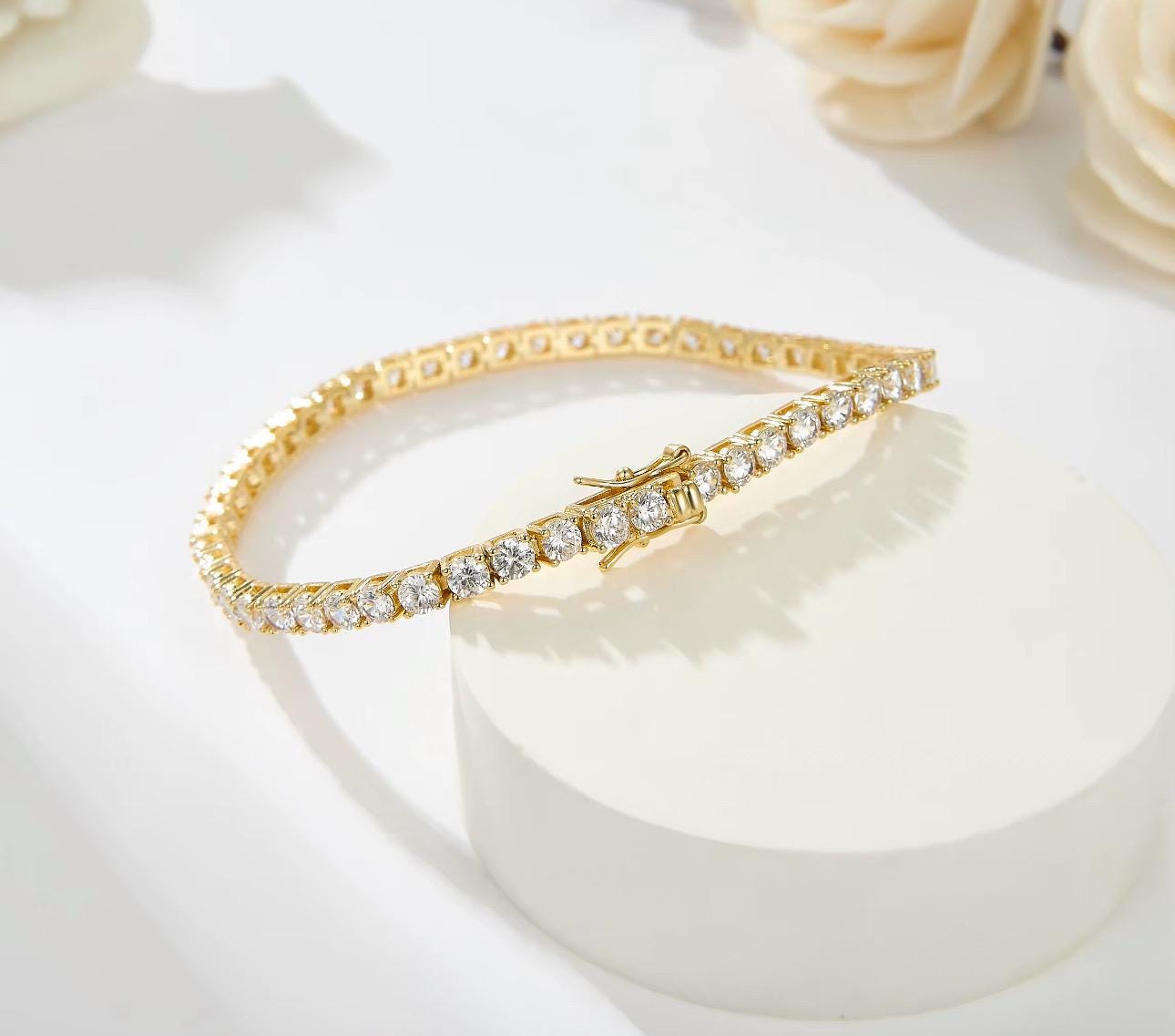 LuxeLine Gold Tennis Bracelet